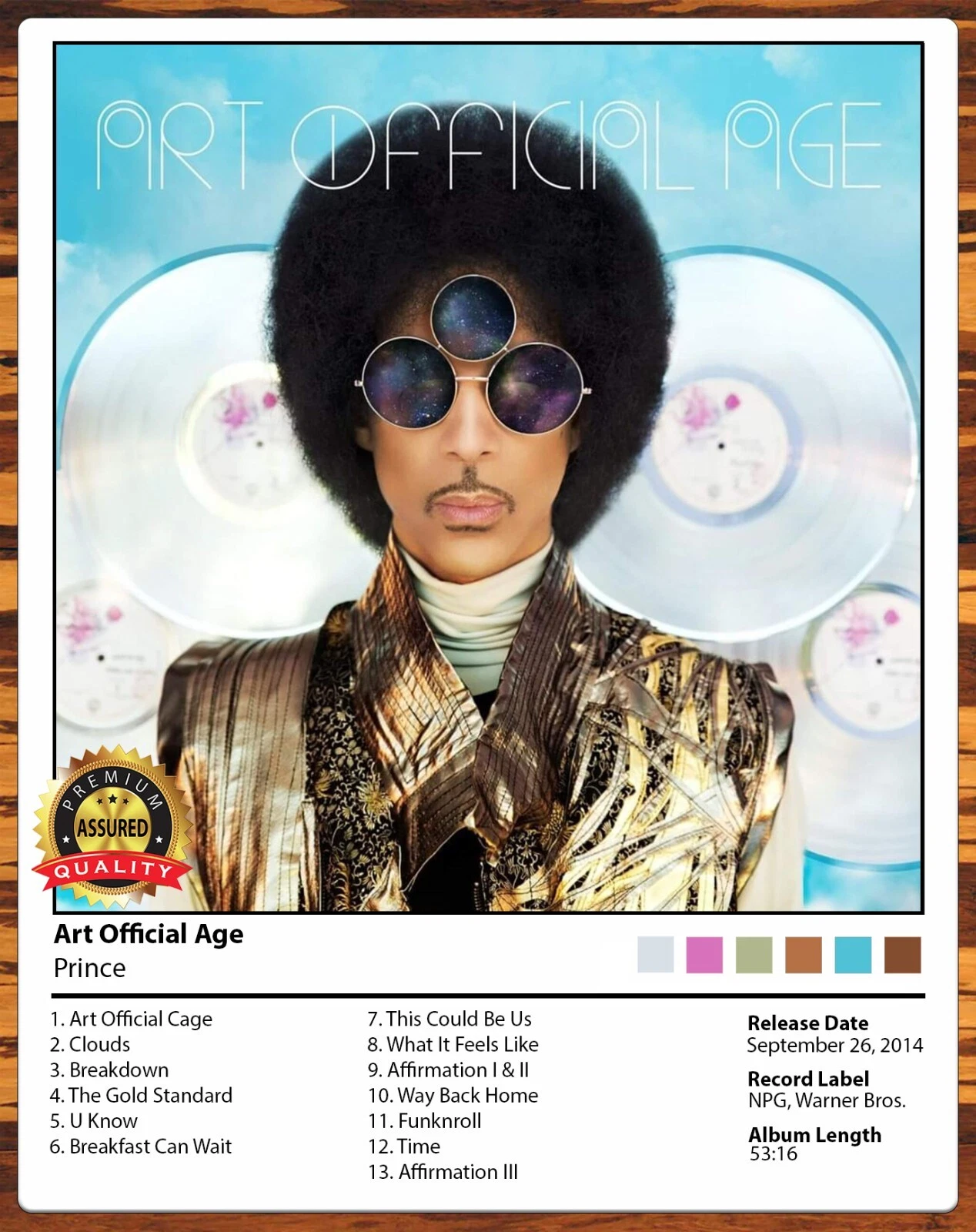 Prince - Art Official Age - Album Info - Track List - Metal Sign