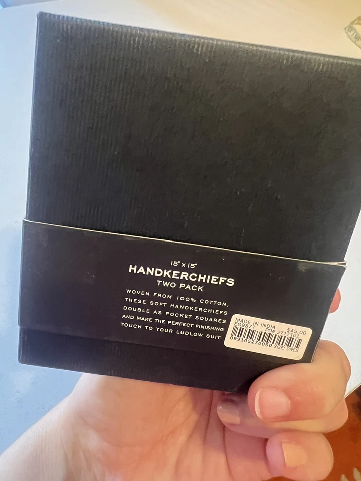 J. CREW Pañuelo Hombre 15 X 15 Gris Bolsillo Cuadrado NUEVO Juego De 2 Foto 4 de 4