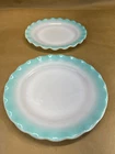 Vintage Hazel Atlas Crinoline Lot of 2 Plates Turquoise Blue 9"