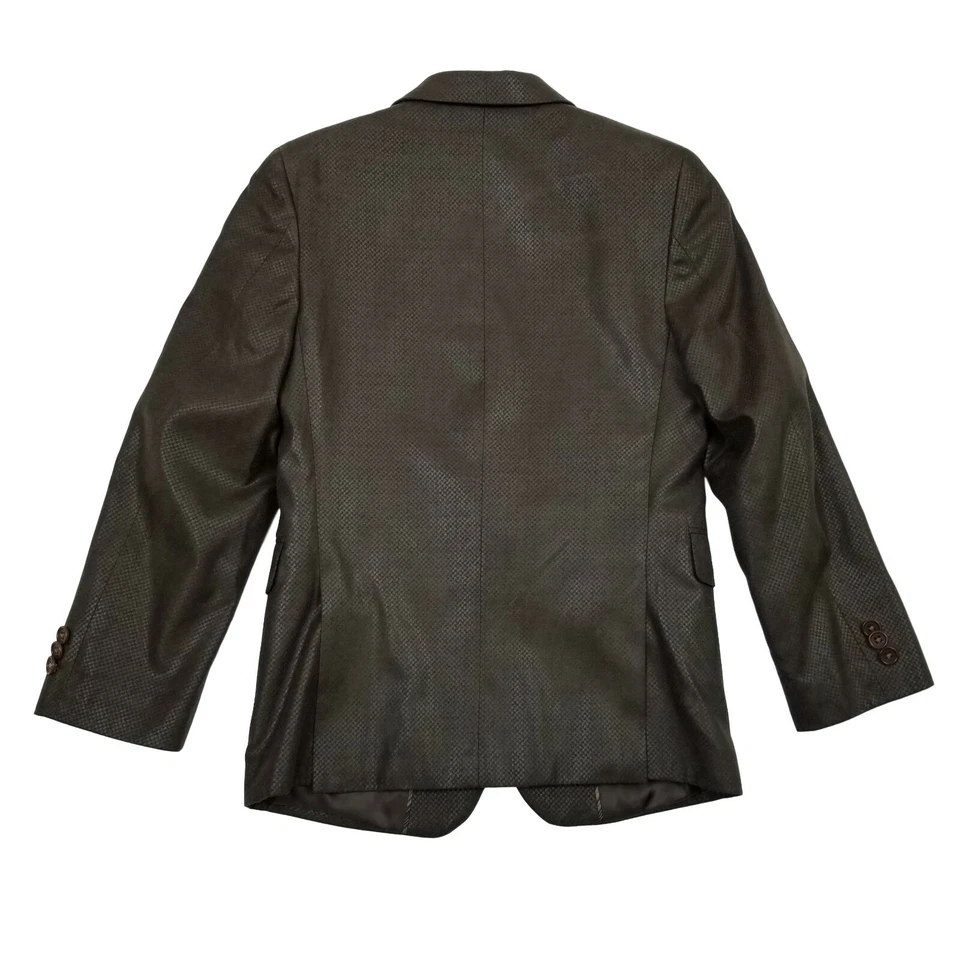 Куртка блейзер John Varvatos для мальчиков 10 коричневая искусственная замша текстурированная однобортная - Изображение 3 из 4