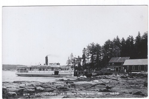 Steamer Southport at Mouse Island, Maine Old Real Photo Postcard