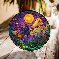 Handcrafted Halloween Suncatcher, Spooky Stained Glass Window Decor, HLW009