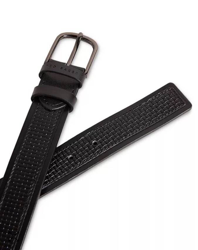 Ted Baker London Chunky Black Leather Belt W/ Brass Clasp BRAND NEW TED BAKER BLACK LEATHER BOW TRIM BELT SIZE M  main image 4