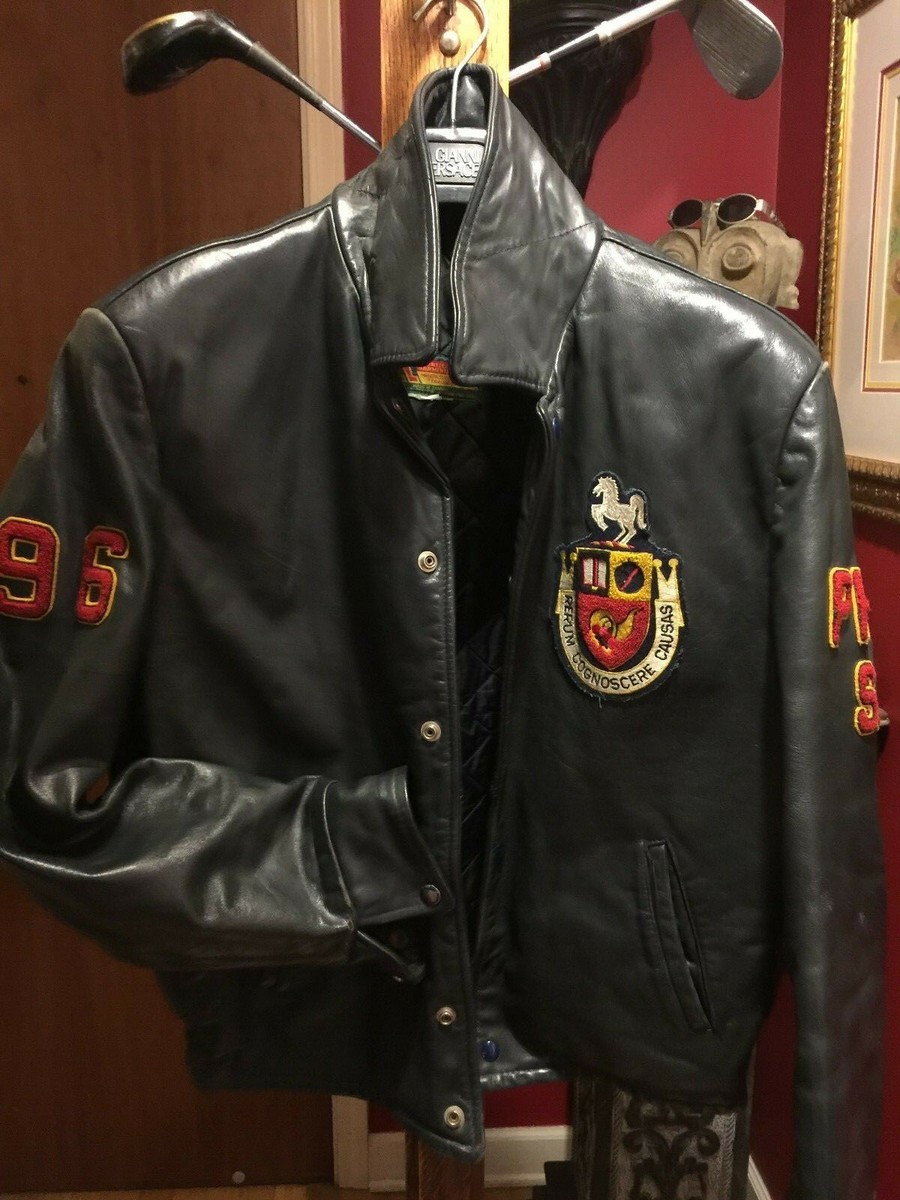 WOW! VINTAGE HIPSTER LEATHER GUELPH UNIVERSITY VARSITY MOTORCYCLE