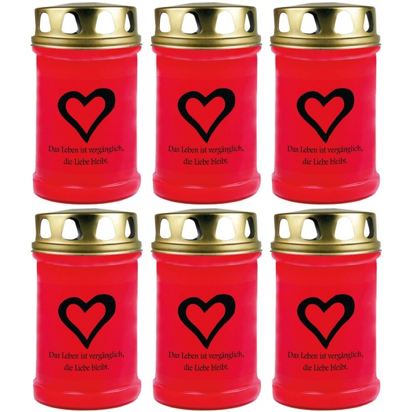Grabkerze 6Er Pack Grablicht 48H Brenndauer Rot Grablampe Grab Kerze SprüChe-image