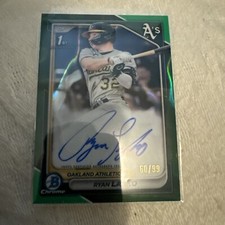 2024 Bowman Chrome Ryan Lasko Green Lava Refractor 1st Auto #/99 Athletics