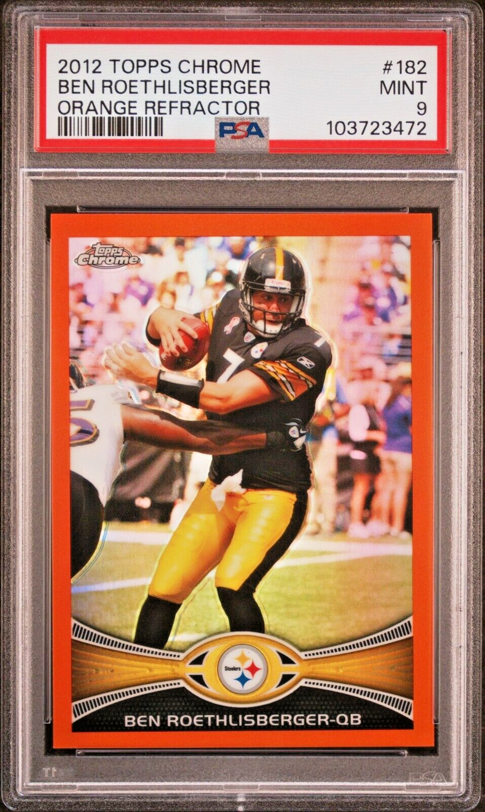 2012 Topps Chrome 182 Ben Roethlisberger Orange Refractor PSA 9 Mint