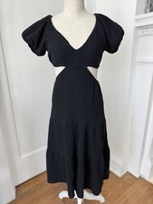 ASTR The Label Women's Black Winley Dress W/Puff Sleeves Sz S EUC!
