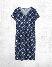 Womens Seasalt Cotton Jersey Dress Short Sleeve Tile Print Navy Floral Tile Brus