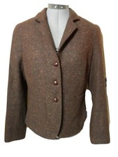 Kenar Static Blazer 8 Brown Speckled Button Up Tapered Fit Split Tail Wool Blend