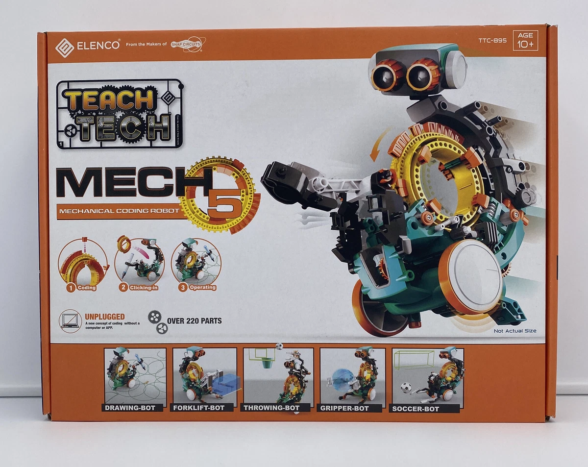 Teach Tech Mech 5 Mechanical Coding Robot Over 220 Parts New In