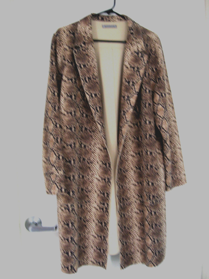 KATIES SNAKESKIN PRINT OPEN FRONT COAT WITH POCKETS SIZE 14