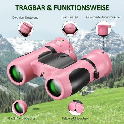 Kinderfernglas Feldstecher Fernrohr 8x21 Vergrößerung Zoom Outdoor HD Fernglas