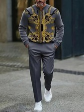 Men's Outfit 2 Piece Set Shirt  Pants Suit PLUS SIZE BIG 4XL