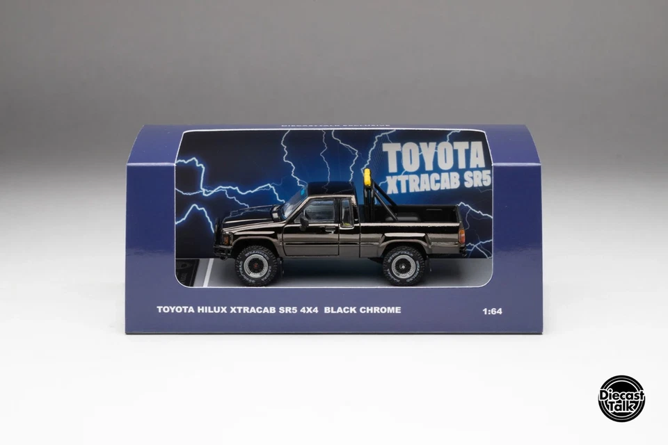 DiecastTalk MDX Exclusive 1/64 Toyota 1985 Hilux SR5 4x4 Black Chrome Black Skat - Image 4 of 4