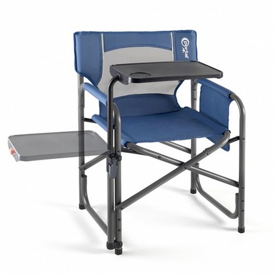 Portal Folding Director Chair with 2-Way Rotating Side Table, Heavy Duty 300 lb