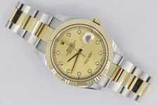 Rolex Datejust 41 126333 Champagne Diamond Dial Oyster Band Two-Tone Box & Paper