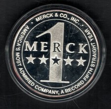 1991 - Merck - 1 Troy oz., 0.999 fine Silver Uncirculated Coin 84.95 per troy oz