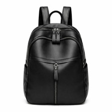 Women’s Black Leather Backpack Waterproof Luxury Travel School Shoulder Bag Purs