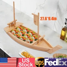 Buffet Display Tray Bamboo Metal Tray Boat Tray For Sushi, Dumplings & Desserts
