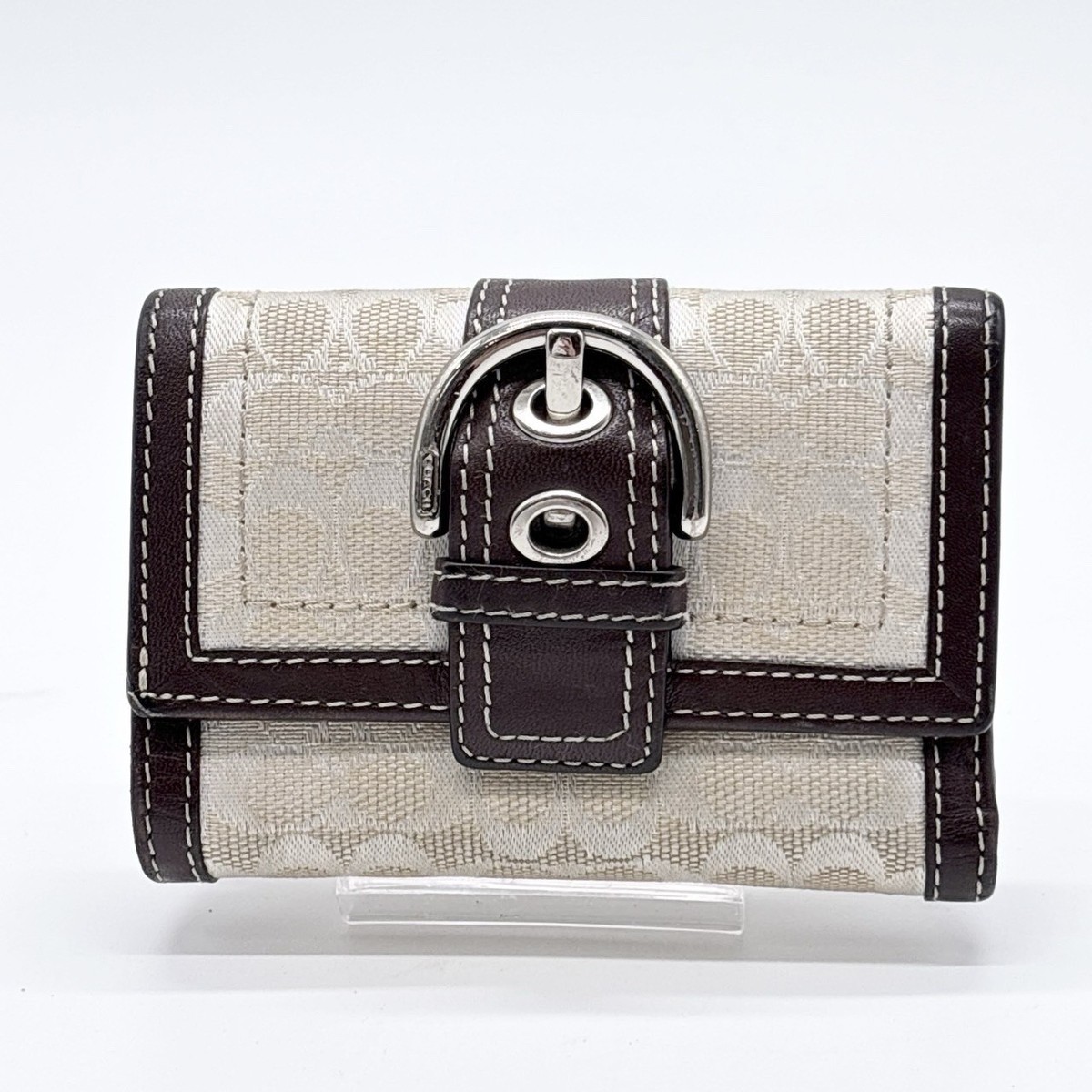Vintage Coach Soho Buckle Bifold brown Leather Wallet signature