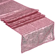 Pink Table Runner 71" x 12", Long Shining Sequin Table Runner