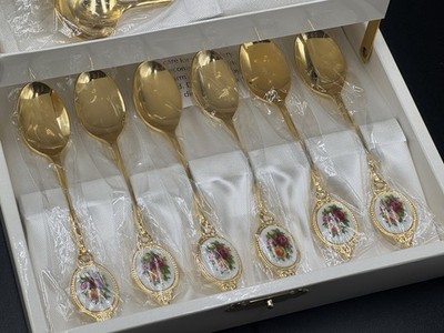 Royal Albert Old Country Roses 8-Pc Gold Plated Porcelain Spoon