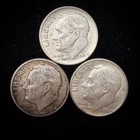 90% Silver - 1964 Roosevelt Dime - 3 Dimes - Circulated Condition - 05-13