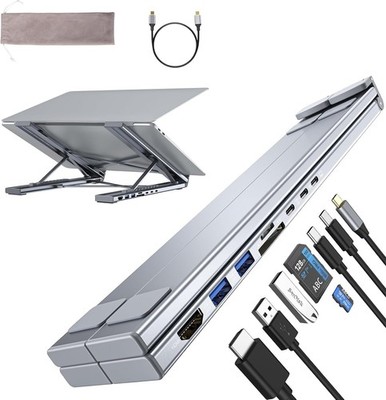 Laptop Docking Station Stand, 8 in 1 USB C Hub HDMI Portable Laptop Stand wit...