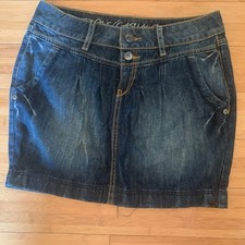 Esprit Jean Skirt Button Front Waist 26 Blue Dark Washed Y2K Retro Vibes Cute