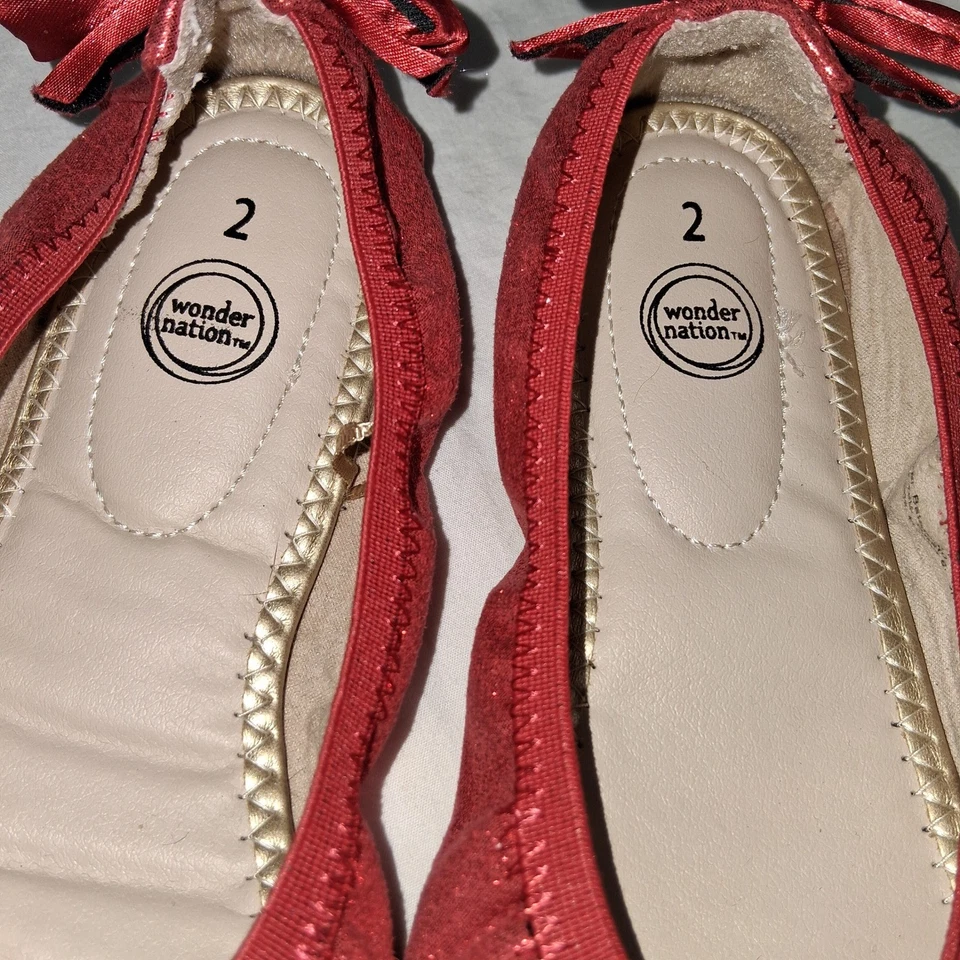 Красные блестящие балетки туфли с бантом размер 3 - Изображение 2 из 3