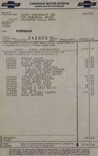 1965-66 Corvair Corsa Convertible Mfg Retail Window On 65 Lb Paper Copy