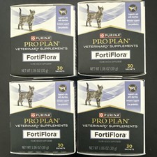 4 X Purina FortiFlora Probiotic Supplements for Cats 120 Sachets Total Exp 27