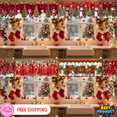 Christmas Window Valance Curtain Xams Window Decor Kitchen Living Room Cartain