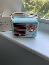 Retro Portable Bluetooth Speaker Blue HM11 3W 400mAh AUX USB Rechargeable