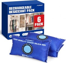 100g  6 Packs Rechargeable Desiccant Packs for Storage, Color Indicating Silic