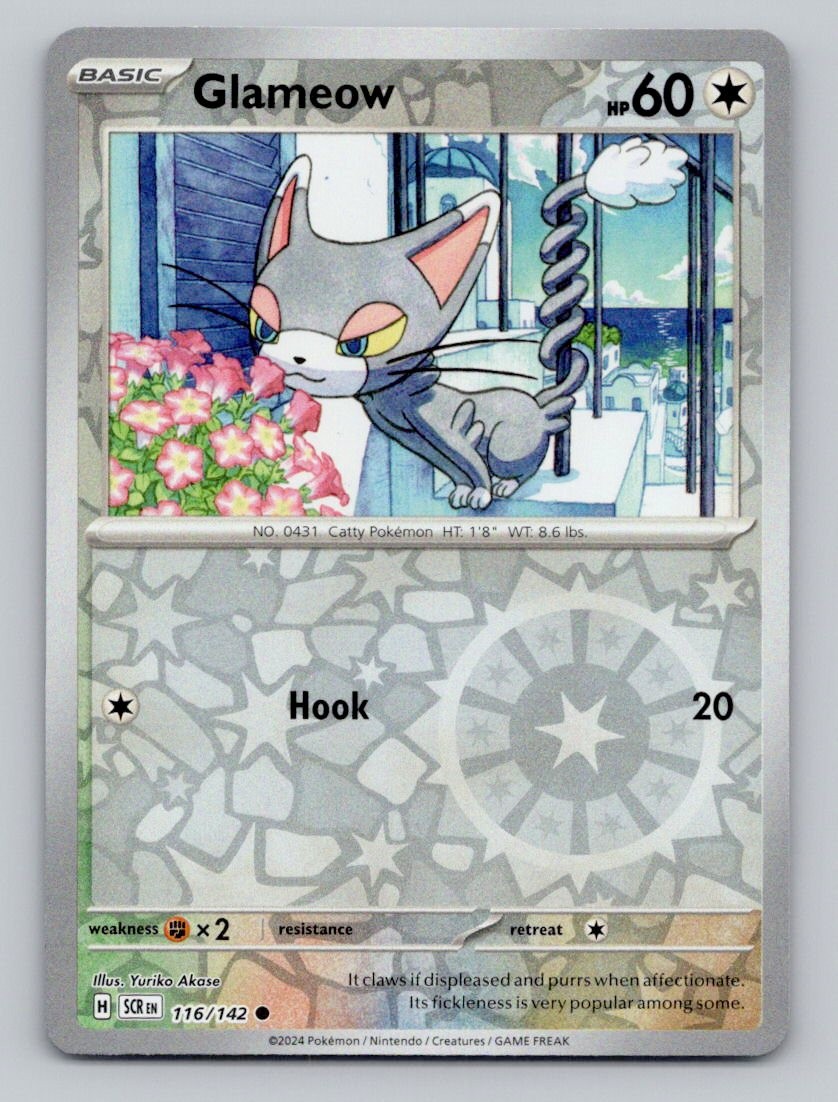 Reverse Holo Glameow 116/142 Common Stellar Crown Pokemon