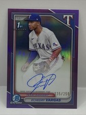 Echedry Vargas 2024 Bowman Chrome 1st Purple Refractor Auto #235/250 Rangers RC
