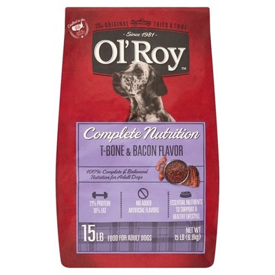 Ol' Roy Complete Nutrition Alimento Seco para Perro Sabor T-Bone y Tocino, 15 Lb