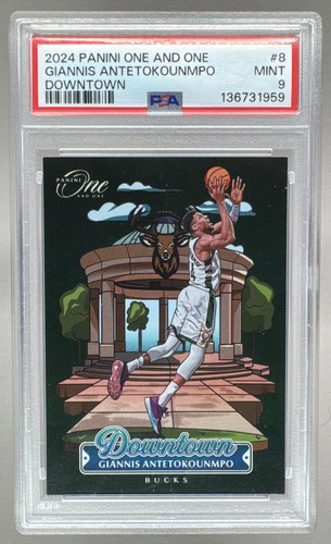 Giannis Antetokounmpo 2024 Panini One and One #8 Downtown SSP PSA 9