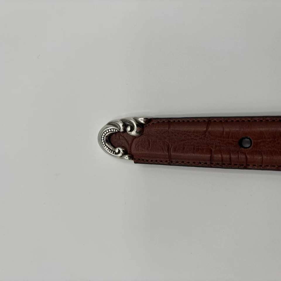 Пояс Coldwater Creek женский коричневый кожа с тиснением под крокодила декоративная пряжка размер большой - Изображение 3 из 4