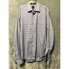 David Donahue Trim Shirt M Plaid Cotton Button Down French Cuff Luxury Dress