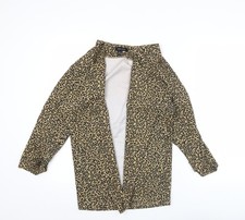 New Look Women Brown Leopard Print Open Jacket Size 8