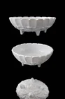 Vintage Indiana Harvest Grapes Oval Fruit Bowl Milk Glass Footed Scalloped White