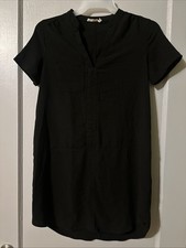 Lush Women’s High Low Hem Mini Dress Black Size S Small Short Sleeve V Neck