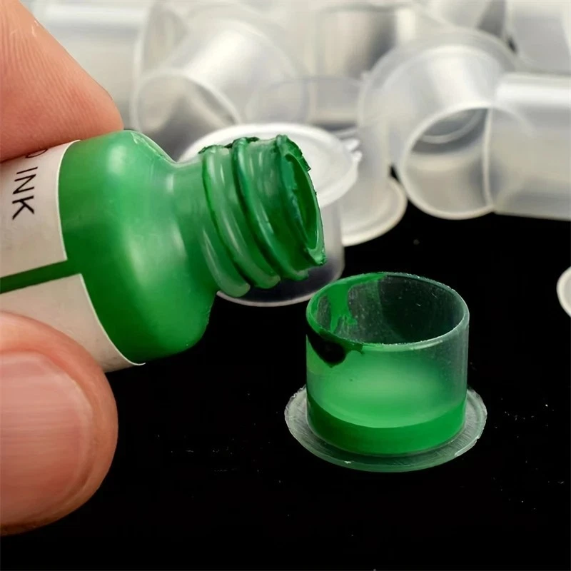 100PCS Tattoo Ink Pigment Cups Tattoo Ink Caps Flat Bottom Plastic image 5