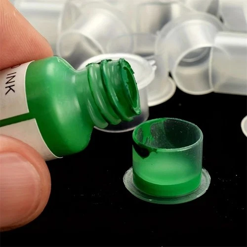100PCS Tattoo Ink Pigment Cups Tattoo Ink Caps Flat Bottom Plastic image 5