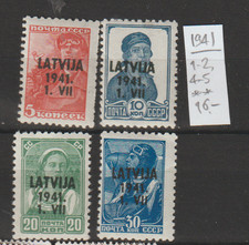 vier postfrische Marken von der deutschen Besatzung Lettlands (1941)