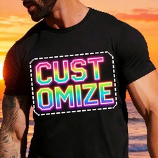 Personalized Custom Text Men'S Black T-Shirt - Add Your Own Message, S-3XL