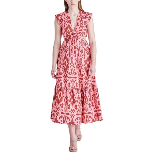 Steve Madden Women's Past Life Casual Dress - Flutter Sleeves, Faux Wrap, Elastic Waist (45.5")